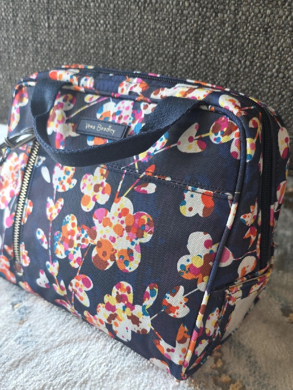 Vera Bradley Navy Floral Zip Cooler - Picture 2 of 16